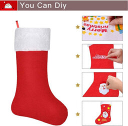Shatchi Bombay Collections Christmas Santa Stocking Red Felt Hanging Sack Xmas - thumbnail 6