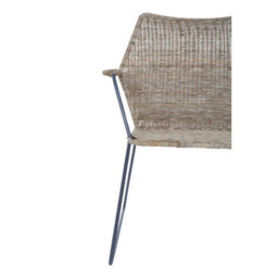 Orsina Angled Design Natural Rattan Chair, Easy To Clean Outdoor Chair, Arm & Backrest Rattan Chair, Rattan Chair - thumbnail 7