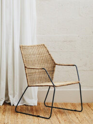 Orsina Angled Design Natural Rattan Chair, Easy To Clean Outdoor Chair, Arm & Backrest Rattan Chair, Rattan Chair - thumbnail 9