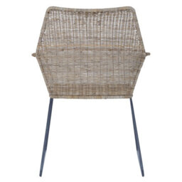 Orsina Angled Design Natural Rattan Chair, Easy To Clean Outdoor Chair, Arm & Backrest Rattan Chair, Rattan Chair - thumbnail 4