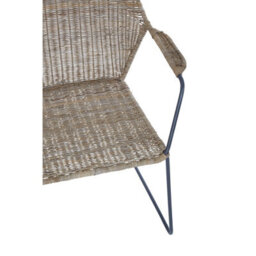 Orsina Angled Design Natural Rattan Chair, Easy To Clean Outdoor Chair, Arm & Backrest Rattan Chair, Rattan Chair - thumbnail 6