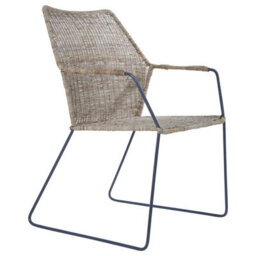 Orsina Angled Design Natural Rattan Chair, Easy To Clean Outdoor Chair, Arm & Backrest Rattan Chair, Rattan Chair - thumbnail 2