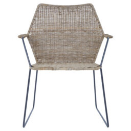 Orsina Angled Design Natural Rattan Chair, Easy To Clean Outdoor Chair, Arm & Backrest Rattan Chair, Rattan Chair - thumbnail 1