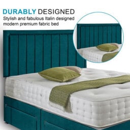 Dining Tables Cairo Matching Headboard Divan Set, 2 Drawer On Same Side With Sprung 1500 Comfort Mattress - Plush Jade - King - thumbnail 3