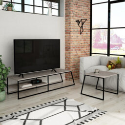 Decortie Pal Modern Tv Unit Multimedia Centre Mocha Grey With Storage Tv Cabinet 163Cm - thumbnail 1