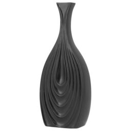 Beliani Black Porcelain Carved Irregular Table Vase 39 Cm - thumbnail 1