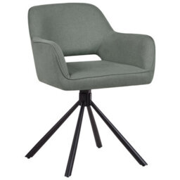 Beliani Set Of 2 Dining Chairs Swivel Loures Fabric Dark Green - thumbnail 4