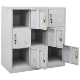 Berkfield Modern Locker Cabinets 2 Pcs Light Grey 90X45X92.5 Cm Steel - thumbnail 6