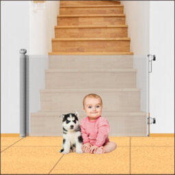 Start and Drive S&d, Retractable Baby Gate 86Cm X 140 Cm Stair Safety Gate Roll For Babies And Pets, Extendable Barrier Gates (Grey) - thumbnail 9