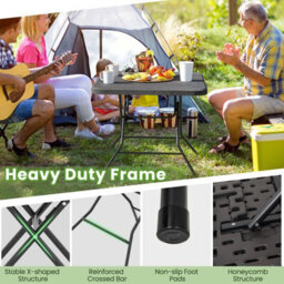 Costway 80 Cm Square Folding Picnic Table 4-Person Patio Dining Table-Black - thumbnail 7