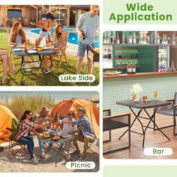Costway 80 Cm Square Folding Picnic Table 4-Person Patio Dining Table-Black - thumbnail 5