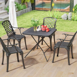 Costway 80 Cm Square Folding Picnic Table 4-Person Patio Dining Table-Black - thumbnail 3