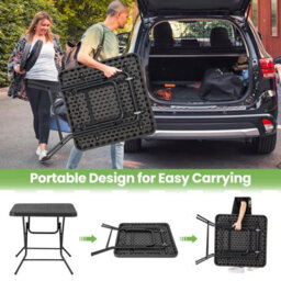 Costway 80 Cm Square Folding Picnic Table 4-Person Patio Dining Table-Black - thumbnail 8