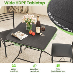 Costway 80 Cm Square Folding Picnic Table 4-Person Patio Dining Table-Black - thumbnail 9