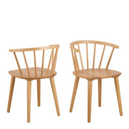 Wyld Haus Noa Oak Dining Chairs Set Of 2, Slatted Back, Matt Oak Finish - thumbnail 3