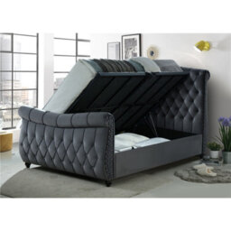 Worcester Upholstered Ottoman Velvet Dark Grey Bed - King Size 5Ft (164Cm) - thumbnail 2