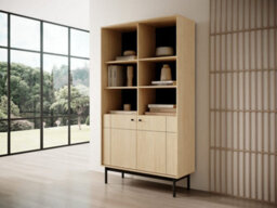 Arte Natural Japandi Bookcase H1850mm W1040mm D390mm In Oak Linea - Organic Storage Marvel - thumbnail 3