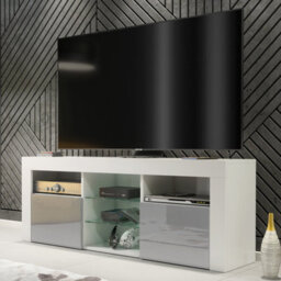 Creative Furniture Pulse Tv Unit 145Cm - White & Grey Gloss Doors - thumbnail 1