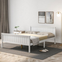 Matteo Sturdy Pine Wood Bed Frame With Headboard And Footboard, Ivory - Suitable For Kids Bedroom - thumbnail 9