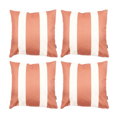 icon Indoor And Outdoor Striped Waterproof Filled Cushion Burnt Orange Set Of 4 - image 1