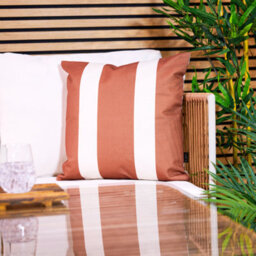 icon Indoor And Outdoor Striped Waterproof Filled Cushion Burnt Orange Set Of 4 - thumbnail 2