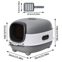 Bingopaw 56X34X38Cm Cat Litter Box Enclosed With Scoop Odor Defensive Hooded Litter Tray - thumbnail 2