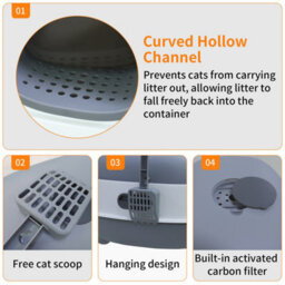 Bingopaw 56X34X38Cm Cat Litter Box Enclosed With Scoop Odor Defensive Hooded Litter Tray - thumbnail 3