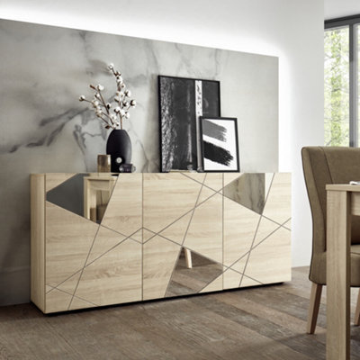 FurniComp LTD Furnicomp Giulia 3 Door Oak Sideboard With Mirrors - image 1
