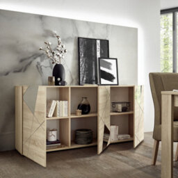 FurniComp LTD Furnicomp Giulia 3 Door Oak Sideboard With Mirrors - thumbnail 2