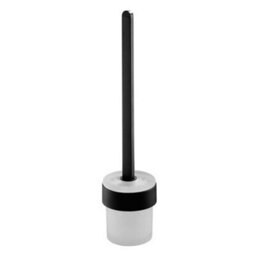 Bisk Tempered Glass Cup + Toilet Cleaning Brush Bathroom Black Powder Coated Zamak - thumbnail 3