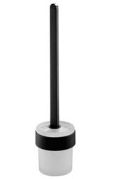 Bisk Tempered Glass Cup + Toilet Cleaning Brush Bathroom Black Powder Coated Zamak - thumbnail 1