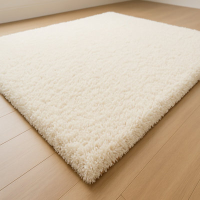 Uetian Cream Shaggy Rug Soft Dense Pile Small Area Floor Carpet (80X150 Cm) - image 1