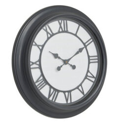 Wyld Haus 59Cm Black Roman Numeral Wall Clock With Metal Frame And Glass Cover - thumbnail 2