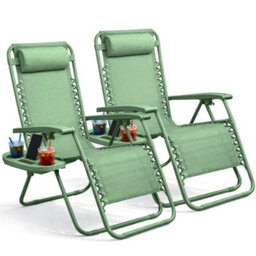 Keplin Standard Model Of Gravity Chair 110X65X90Cm, 2Pk Adjustable Reclining Zero Gravity Lounger For Garden & Patio, Green