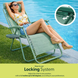 Keplin Standard Model Of Gravity Chair 110X65X90Cm, 2Pk Adjustable Reclining Zero Gravity Lounger For Garden & Patio, Green - thumbnail 3