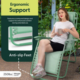 Keplin Standard Model Of Gravity Chair 110X65X90Cm, 2Pk Adjustable Reclining Zero Gravity Lounger For Garden & Patio, Green - thumbnail 8