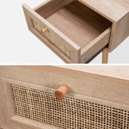 Sweeek - Pair Of Woven Rattan Bedside Tables With Drawer Boheme Natural 39X39X55.4 Cm - thumbnail 6