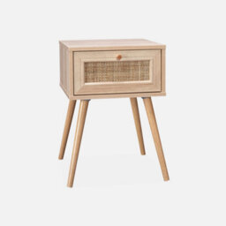 Sweeek - Pair Of Woven Rattan Bedside Tables With Drawer Boheme Natural 39X39X55.4 Cm - thumbnail 3