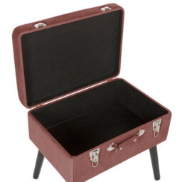 Beliani Pink Corduroy Storage Stool - Suitcase Design With Hidden Compartment And Black Legs - thumbnail 7