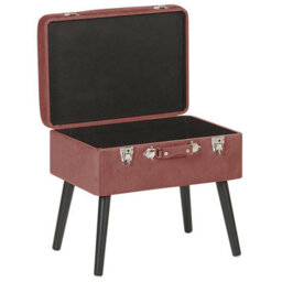 Beliani Pink Corduroy Storage Stool - Suitcase Design With Hidden Compartment And Black Legs - thumbnail 5