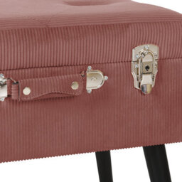 Beliani Pink Corduroy Storage Stool - Suitcase Design With Hidden Compartment And Black Legs - thumbnail 8