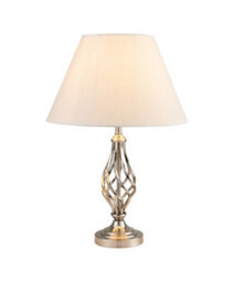 Lighting Supermarket Kingswood Barley Twist Traditional Table Lamp & Shade - Satin Silver - thumbnail 2