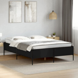 Berkfield Bed Frame Without Mattress Black 135X190 Cm Double - thumbnail 1