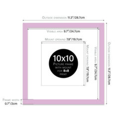 "10X10"" Lilac Picture Frame - 10X10"" Square Frame With 8X8"" Mount For 10X10""/8X8"" Pictures Art Deco Style Wall Art, 1 Pack" - thumbnail 2
