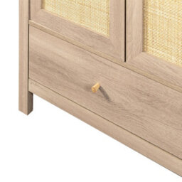 Swish Furniture Willow Oak & Real Rattan 3 Door Triple Wardrobe With 2 Drawers Bedroom Storage Furniture - thumbnail 9