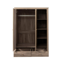 Swish Furniture Willow Oak & Real Rattan 3 Door Triple Wardrobe With 2 Drawers Bedroom Storage Furniture - thumbnail 5