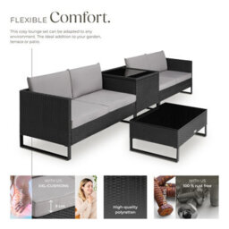 Tectake Garden Furniture Set Ostuni - For 4 People, Large Storage Box, Table, Thick Cushions  - Black - thumbnail 3