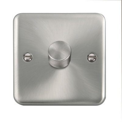 Curved Satin / Brushed Chrome 1 Gang 2 Way Led 100W Trailing Edge Dimmer Light Switch - Se Home