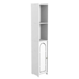 Slim Tall White Bathroom Storage Cabinet - thumbnail 3