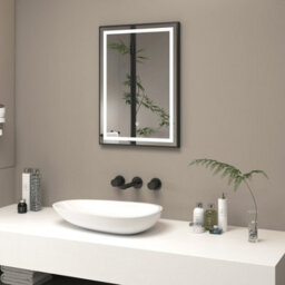 Royal Bathrooms Oslo 500 X 700mm Black Led Framed Rectangle Bathroom Led Mirror With Demister Pad & Touch Sensor